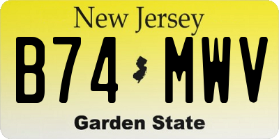 NJ license plate B74MWV