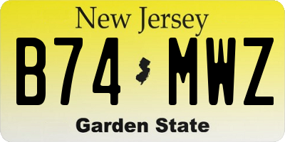 NJ license plate B74MWZ