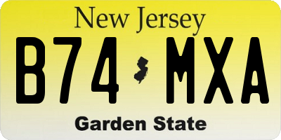 NJ license plate B74MXA