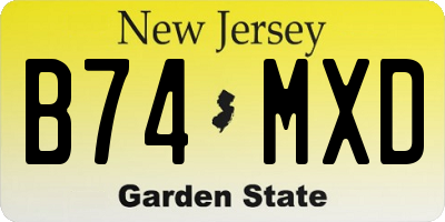 NJ license plate B74MXD