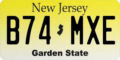 NJ license plate B74MXE