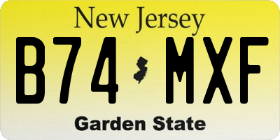 NJ license plate B74MXF