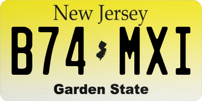 NJ license plate B74MXI