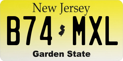 NJ license plate B74MXL