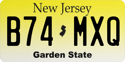 NJ license plate B74MXQ