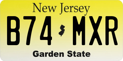 NJ license plate B74MXR