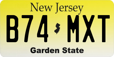 NJ license plate B74MXT