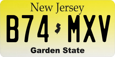 NJ license plate B74MXV