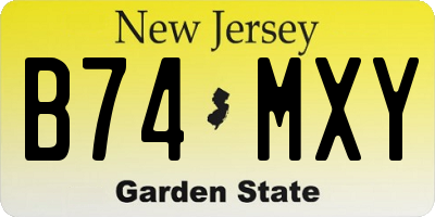NJ license plate B74MXY