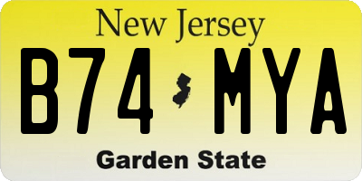 NJ license plate B74MYA