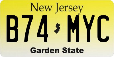 NJ license plate B74MYC