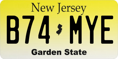 NJ license plate B74MYE
