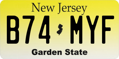 NJ license plate B74MYF