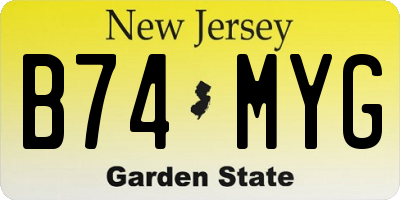 NJ license plate B74MYG