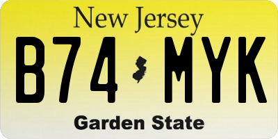 NJ license plate B74MYK