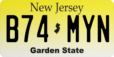 NJ license plate B74MYN
