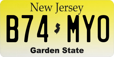 NJ license plate B74MYO