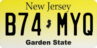 NJ license plate B74MYQ