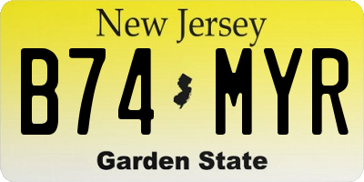 NJ license plate B74MYR