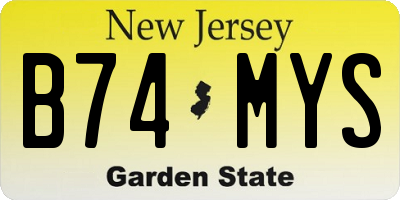 NJ license plate B74MYS