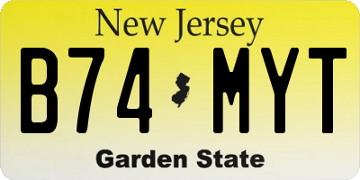 NJ license plate B74MYT