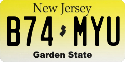 NJ license plate B74MYU