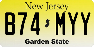 NJ license plate B74MYY