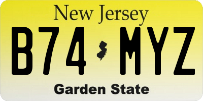 NJ license plate B74MYZ