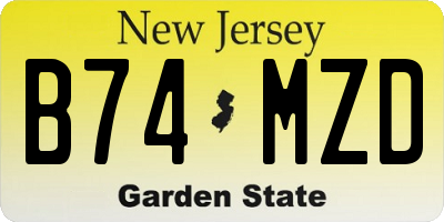 NJ license plate B74MZD