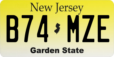 NJ license plate B74MZE