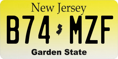 NJ license plate B74MZF