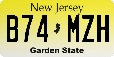 NJ license plate B74MZH