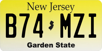 NJ license plate B74MZI
