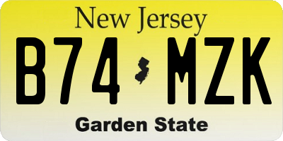NJ license plate B74MZK