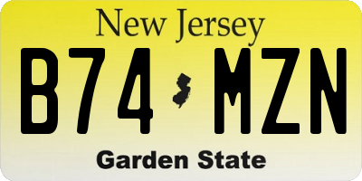 NJ license plate B74MZN