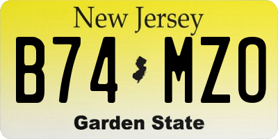 NJ license plate B74MZO