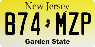 NJ license plate B74MZP