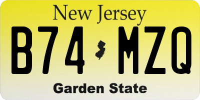 NJ license plate B74MZQ