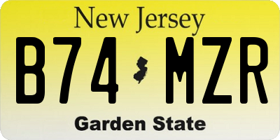 NJ license plate B74MZR