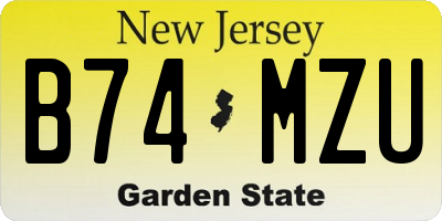 NJ license plate B74MZU