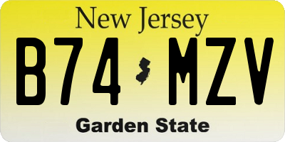 NJ license plate B74MZV