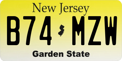 NJ license plate B74MZW