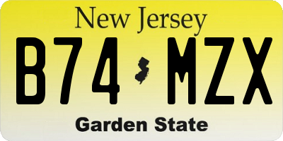 NJ license plate B74MZX