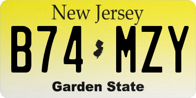 NJ license plate B74MZY