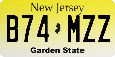 NJ license plate B74MZZ