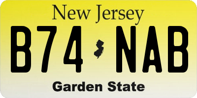 NJ license plate B74NAB