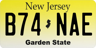 NJ license plate B74NAE