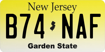 NJ license plate B74NAF