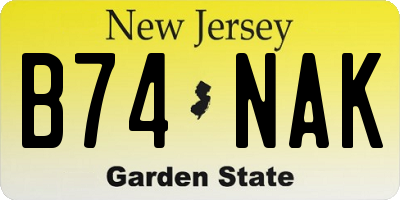 NJ license plate B74NAK