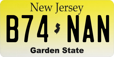 NJ license plate B74NAN